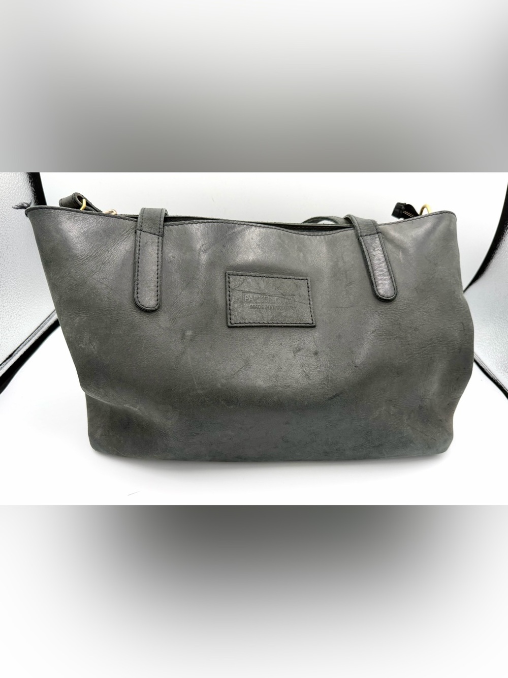 Parker Clay Eden Carryall Black Leather Tote Crossbody Strap Tassel